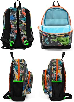 Coral High Gray Green Dinosaur Primary School and Daily Backpack - Boys