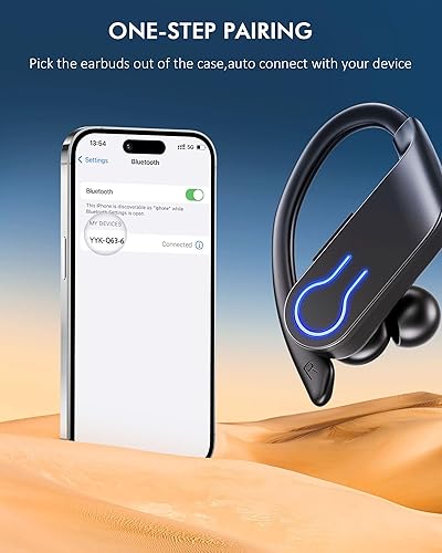 Miniatura 4 de Auriculares inalámbricos Bluetooth 120H Playtime Bluetooth 5.3 Auriculares para deportes, auriculares estéreo de alta fidelidad con pantalla LED,