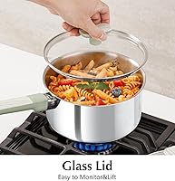 Vista 5 de KOCH SYSTEME CS Juego de sartenes de acero inoxidable, juego de ollas de acero inoxidable de 1.5 cuartos y 2 cuartos de galón y 3 cuartos con tapa