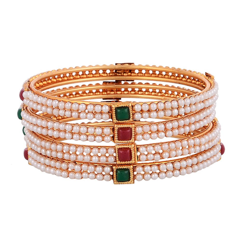 ZENEME Gold Plated Pearl Designer Bangles Jewellery for Women/Girls (2.4) (B01C60JEXU) Amazon Price History, Amazon Price Tracker