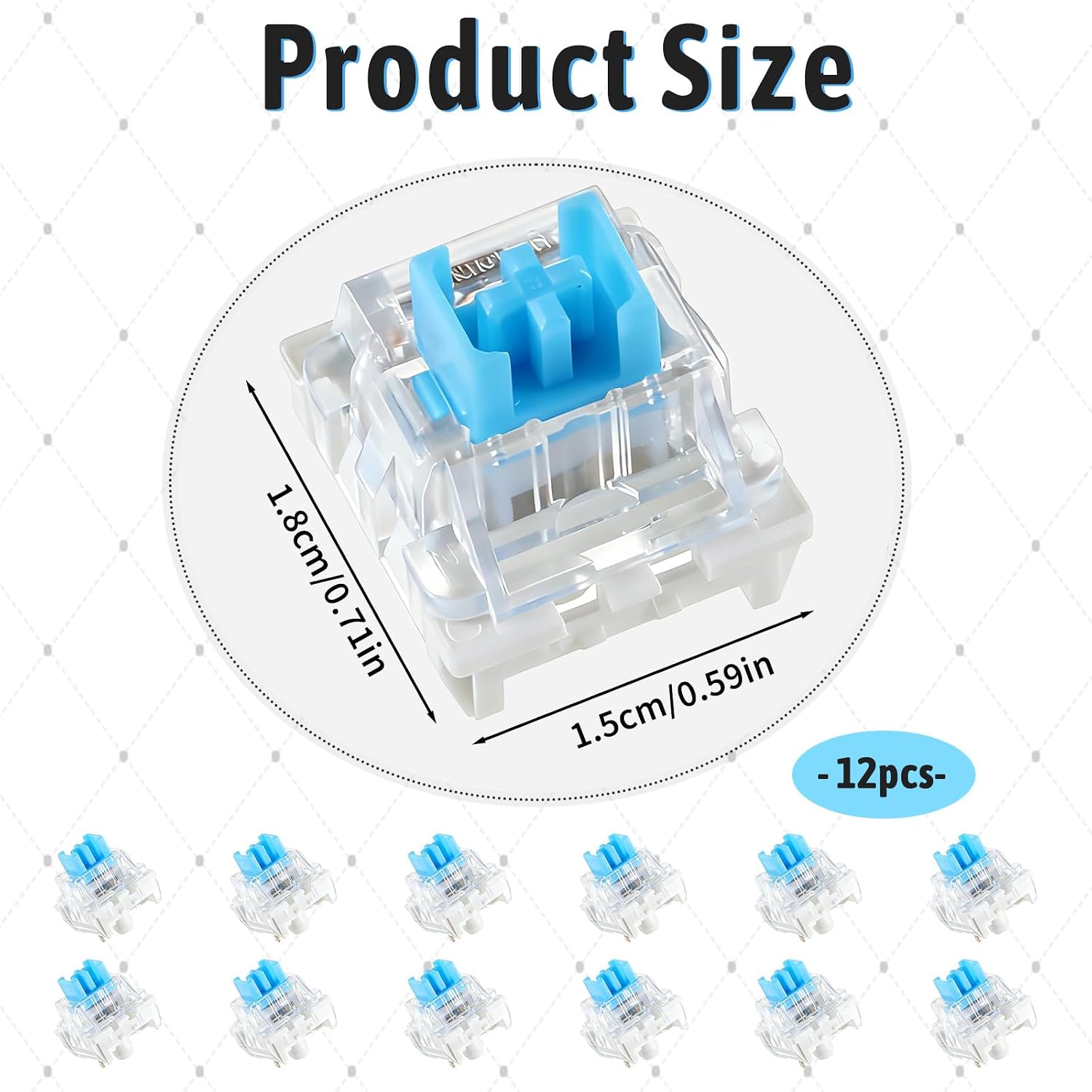 Vin Beauty 12 Pcs Blue Mechanical Keyboard Switches Replacement 3 Pin Gaming Keyboard Switches Tactile Switch Clicky Accurate Typing Dustproof Switch for Mechanical LED Keyboards detail 2
