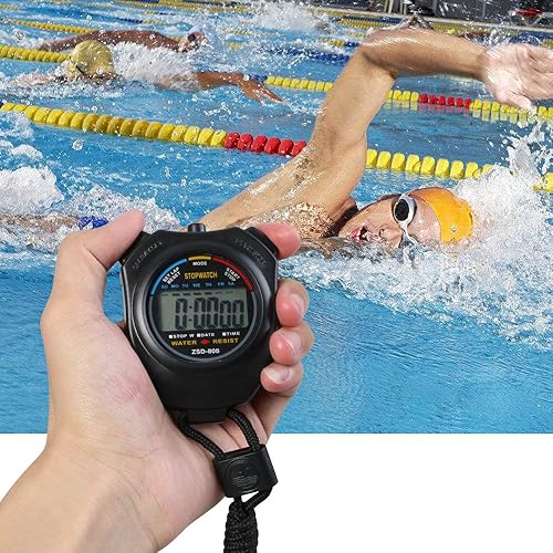 Miniatura 8 de Vicloon Cronómetro deportivo digital con silbato de acero inoxidable, pantalla LCD grande adecuada para fútbol, baloncesto, correr, natación,