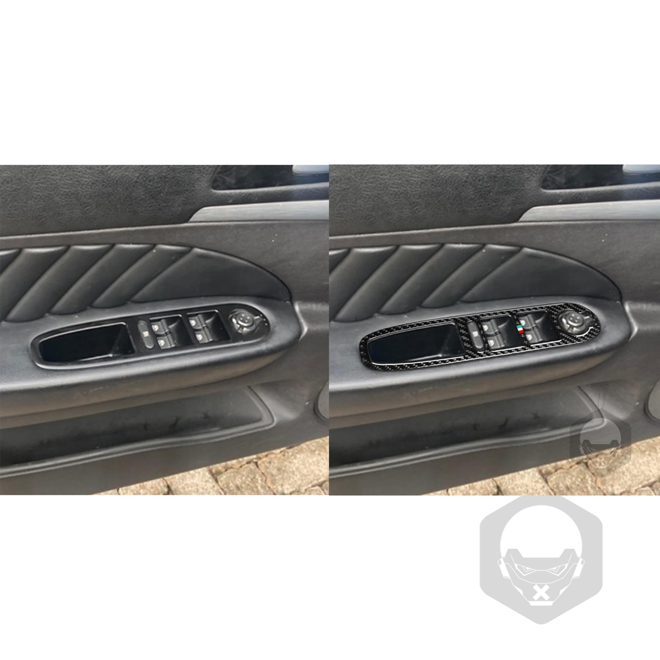 Mascherina adesiva in fibra di carbonio, accessori decorativi compatibili con Alfa Romeo 159 2005-2012 (Italia Classic, maniglia interna sportello, bracciolo, alzacristalli 10)