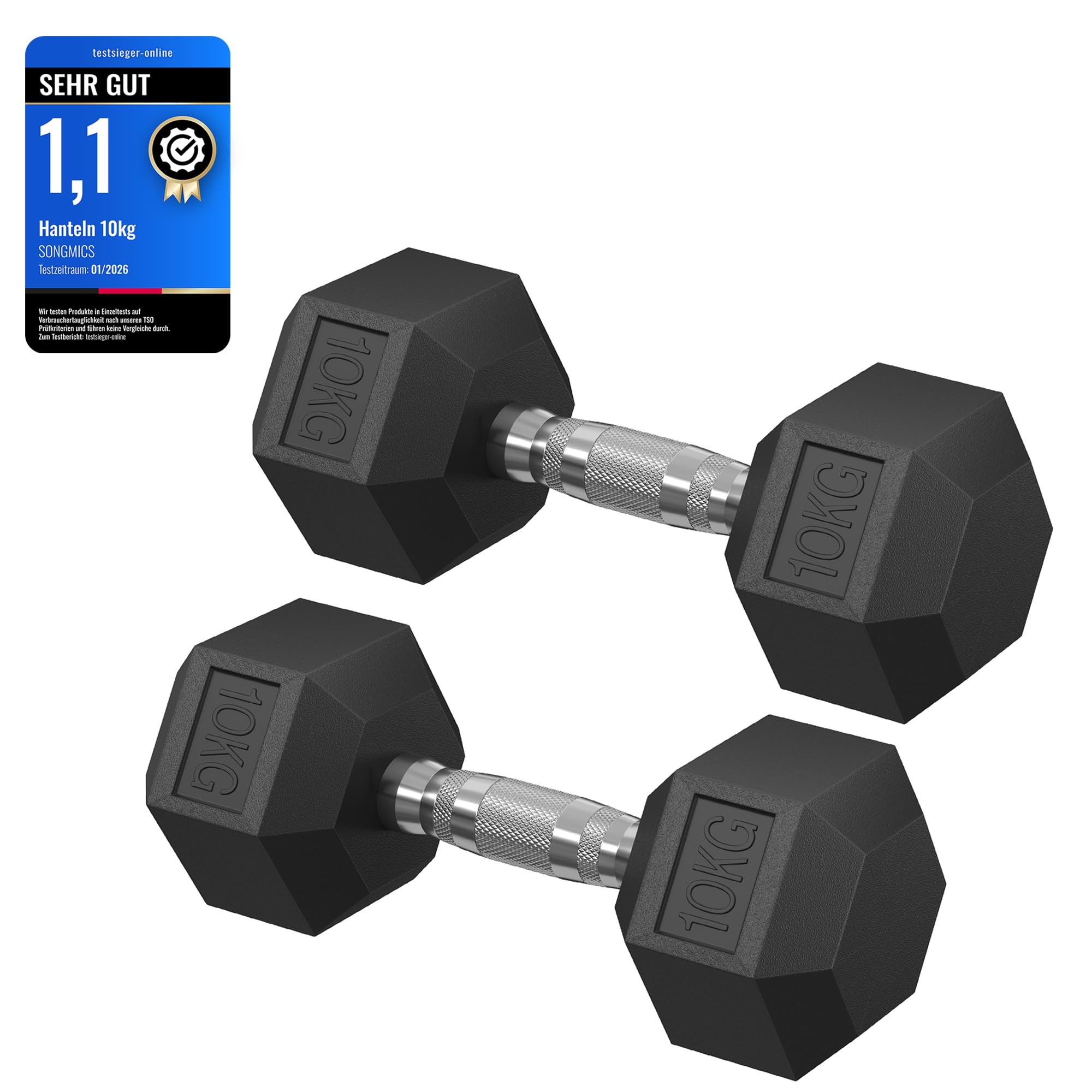 SONGMICS Hantelset, Hanteln 2er Set, Hexagon, Kurzhantel-Set, 2 x 5 kg,2 x 10 kg,für Workout, Fitnesstraining, Gewichtheben für Zuhause, Fitnessstudio