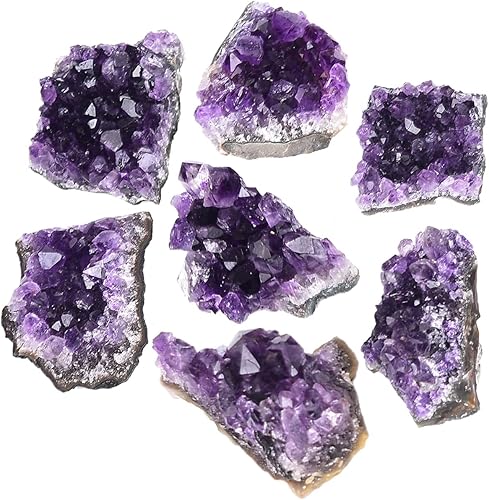 Miniatura 2 de JIC Gem 1.1 libras de racimos de amatista, geoda de amatista natural cruda de color morado profundo, piedras de cristal curativo, espécimen de