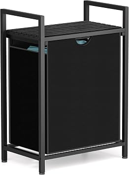 Sonharlar Laundry Sorter with Removable Bag, 16 Gallons Laundry Hamper with Adjustable Feet, Laundry Basket for Laundry Room, Bathroom and BedroomCharcoal Black