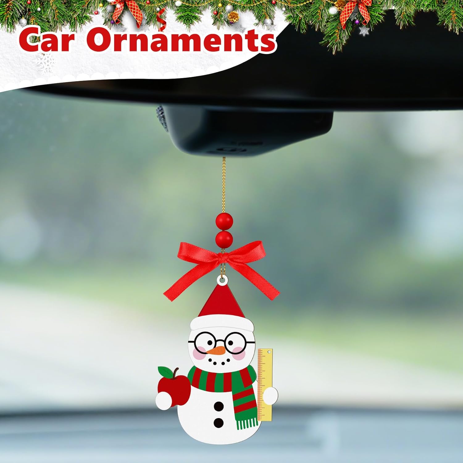 4 Inches Snowman Teacher Christmas Ornament, Wooden Teacher Snowman Tree Ornament Hanging Decoration for Rearview Mirror,Window,Eaves,Fireplace,Home Holiday Party Tree Decor and Teachers Gifts - Image 7