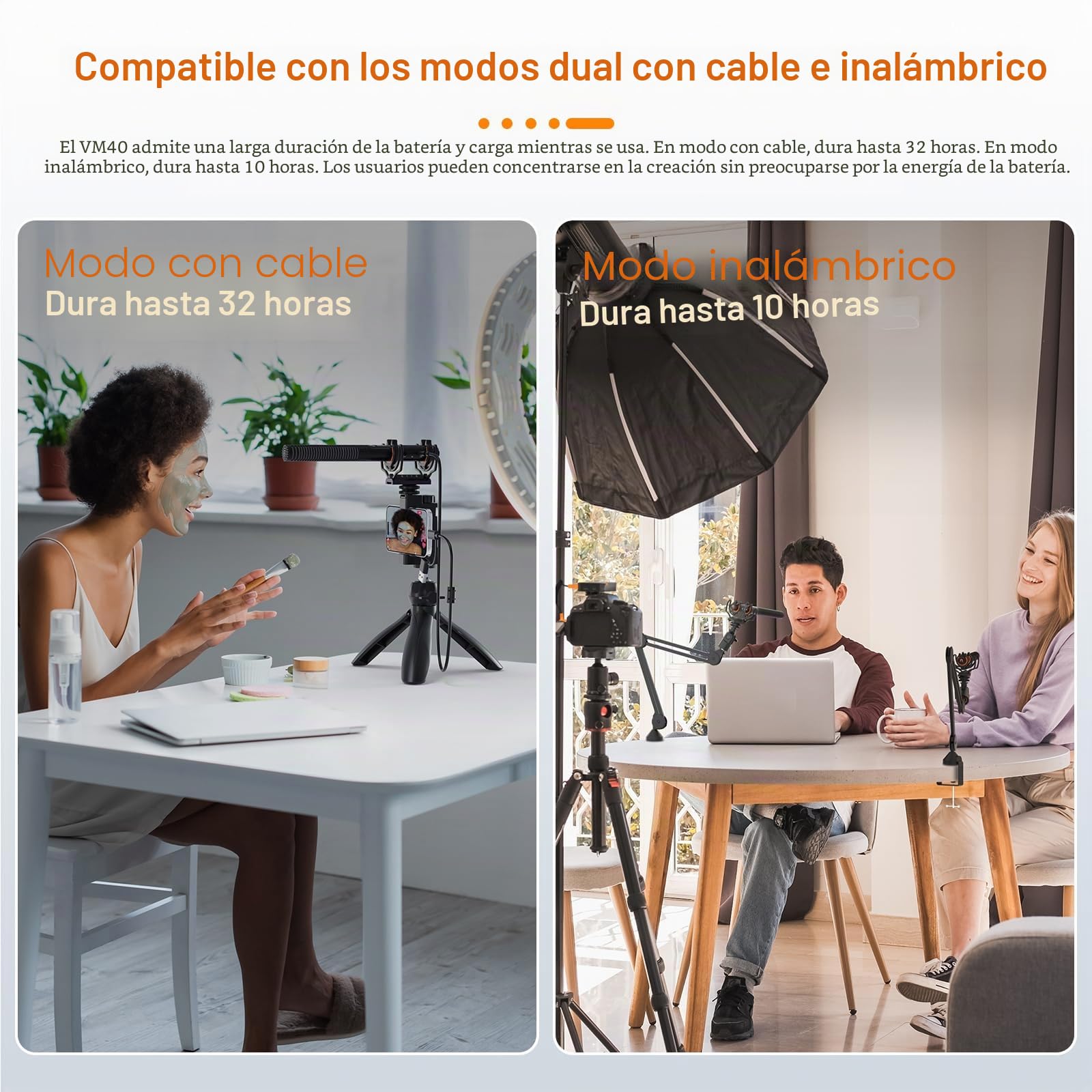 COMICA VM40 Inalámbrico Micrófono con Shotgun Mic, Grabación en Flotante de 32 bits, 32GB de Almacenamiento, Filtro de Corte Bajo, Micrófono para Cineastas, Entrevistas, Reporteros(Combo)