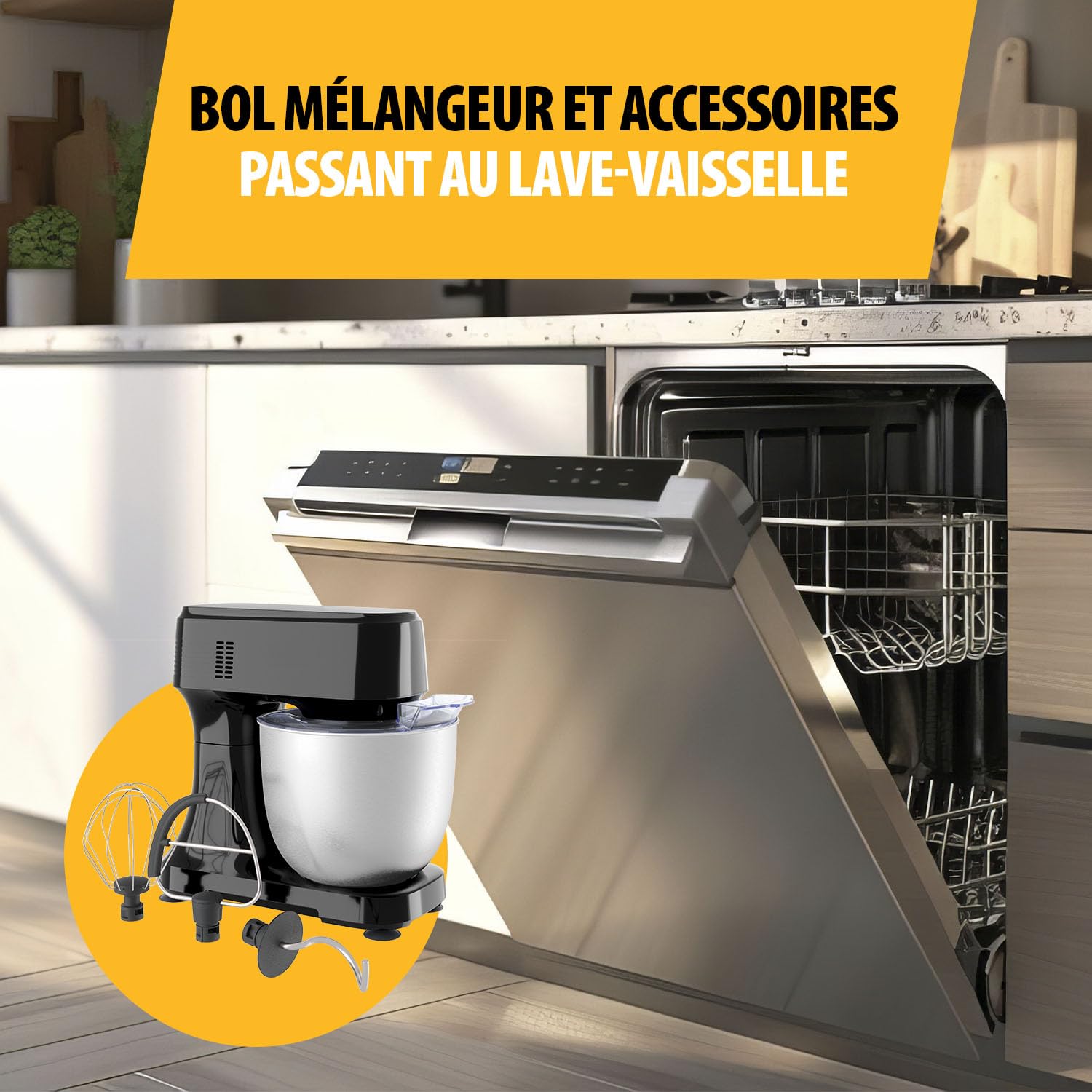 Robot Pâtissier Tristar avec Bol en Acier Inoxydable de 4,5 L, Puissance 800 W, 12 Vitesses avec Fonction Pulse, Tête Inclinable, Couvercle Anti-Éclaboussures, MX-4870