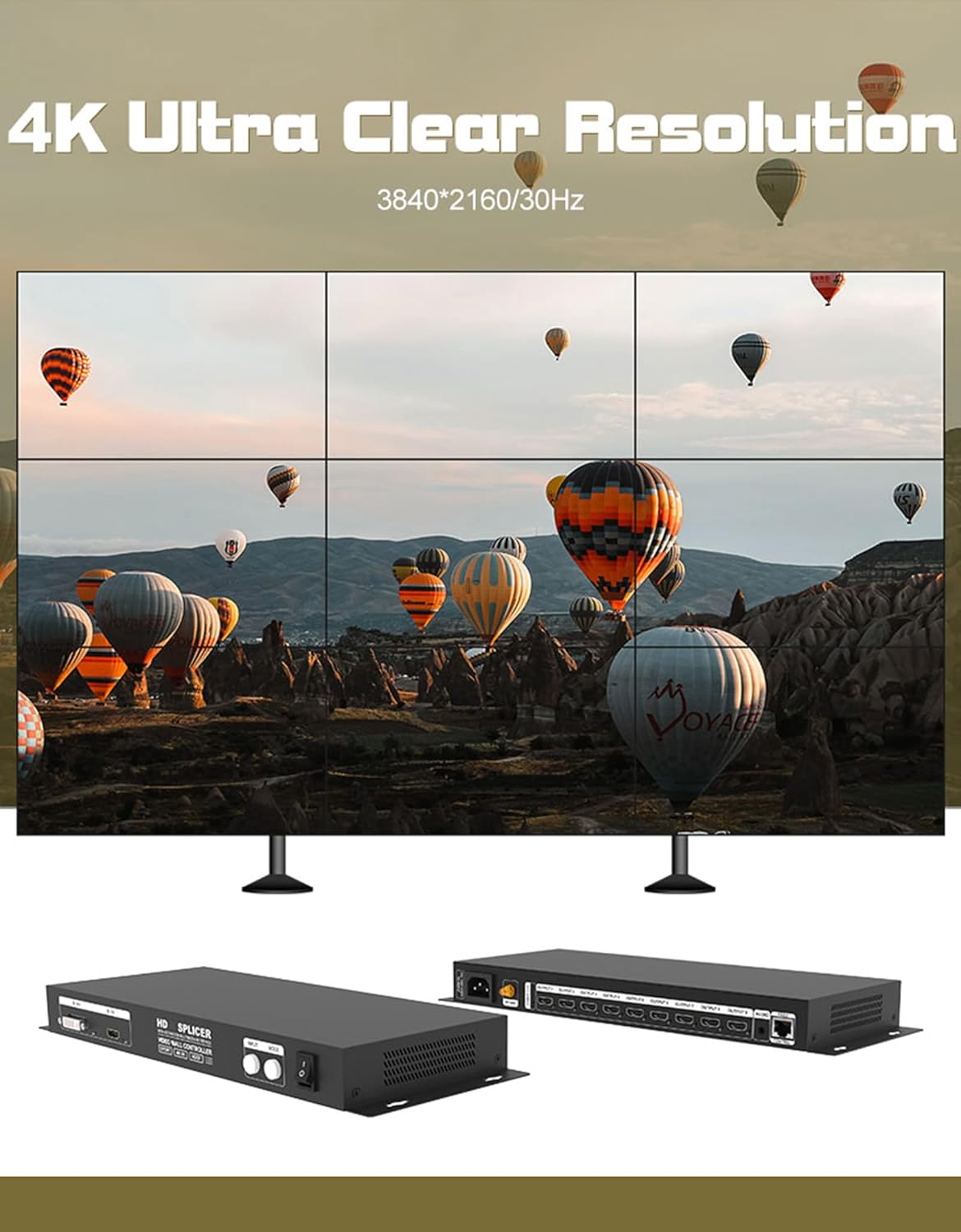 4K 3x3 HDMI New Video Wall Controller HDMI 1.4, HDCP1.4 Compliant | 1 HDMI/DVI Input 9 HDMI OutputTV Video Processor Splicer 1x2 1x3 1x4 2x1 2x2 2x4 3x1 3x2 4x1 4x2 Upgrade with RS232 Control