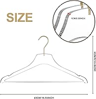 Vista 5 de Quality Hangers Perchas de acrílico transparente Lucite – Paquete de 5 con barra de ganchos dorados mate – Perchas para ropa como pantalones