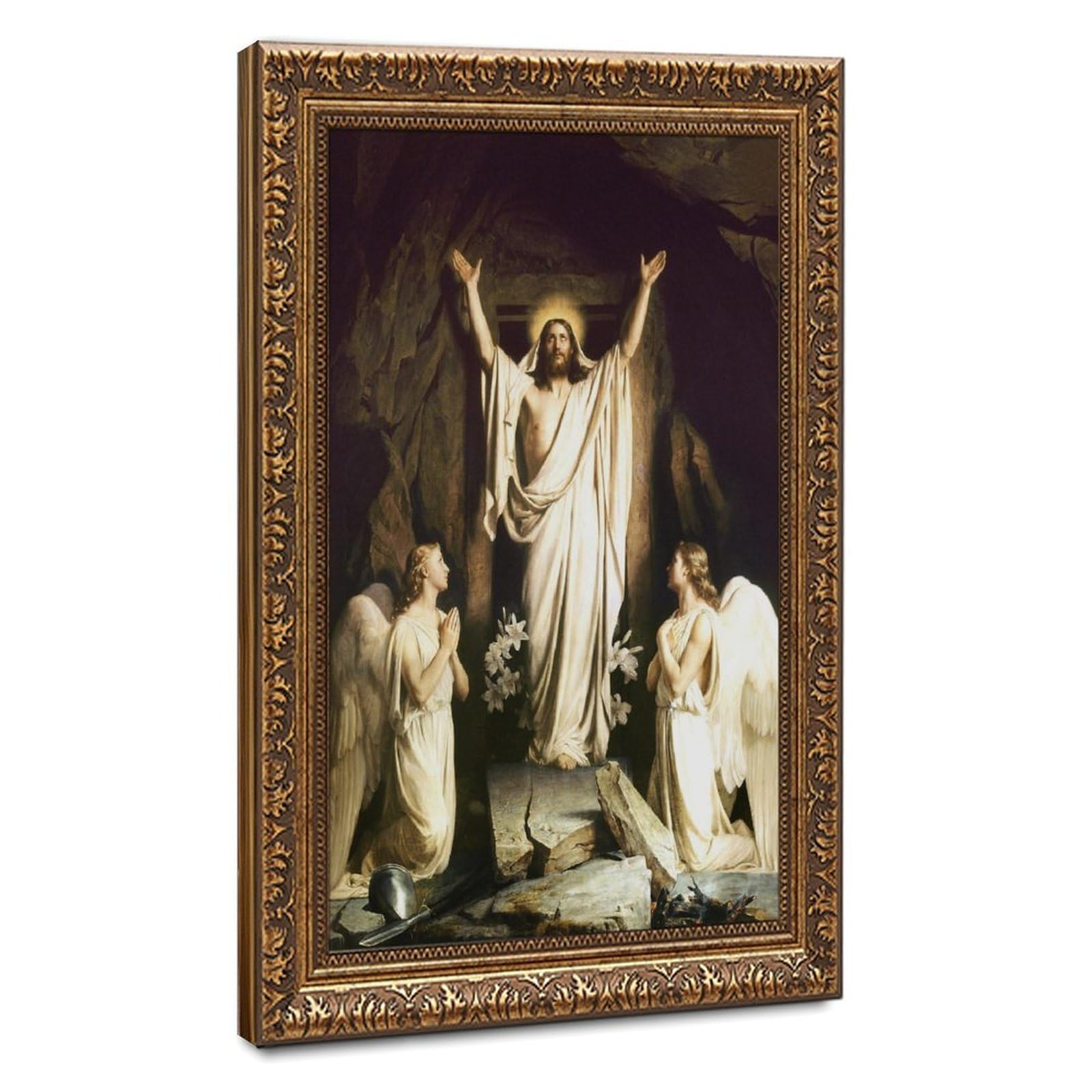 WCYB Carl Bloch - Resurrection of Christ Posters Prints Canvas Deco Paintings Wall Art Hangable Frame 12" L X 18" W