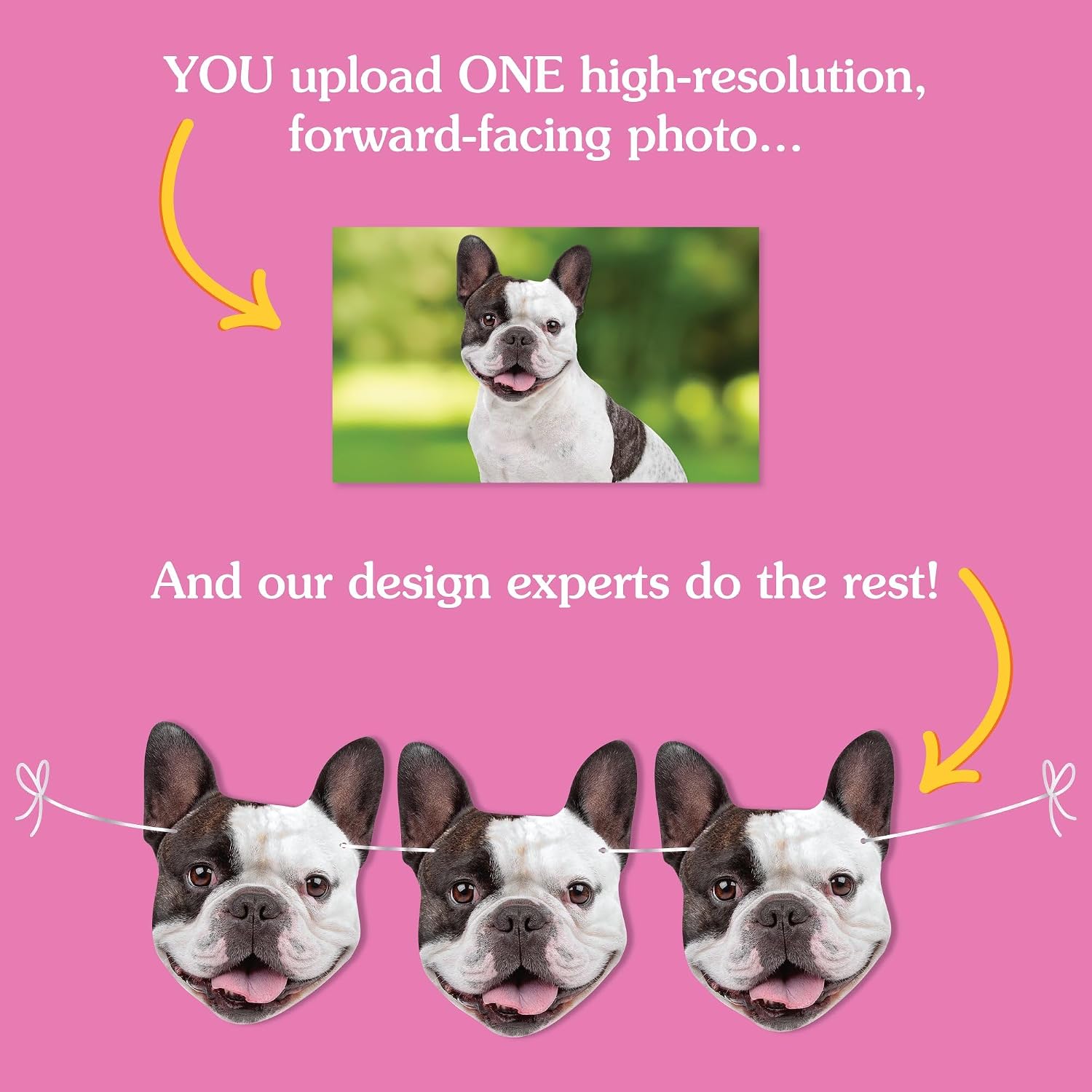 Big Dot of Happiness Custom Photo Fun Face Garland Banner, Personalized Face Cut Out Birthday Banner, Party Decor for Retirement, Graduation, Custom Face Banner, 30 Feet of Cord, 10 Face Cut Outs