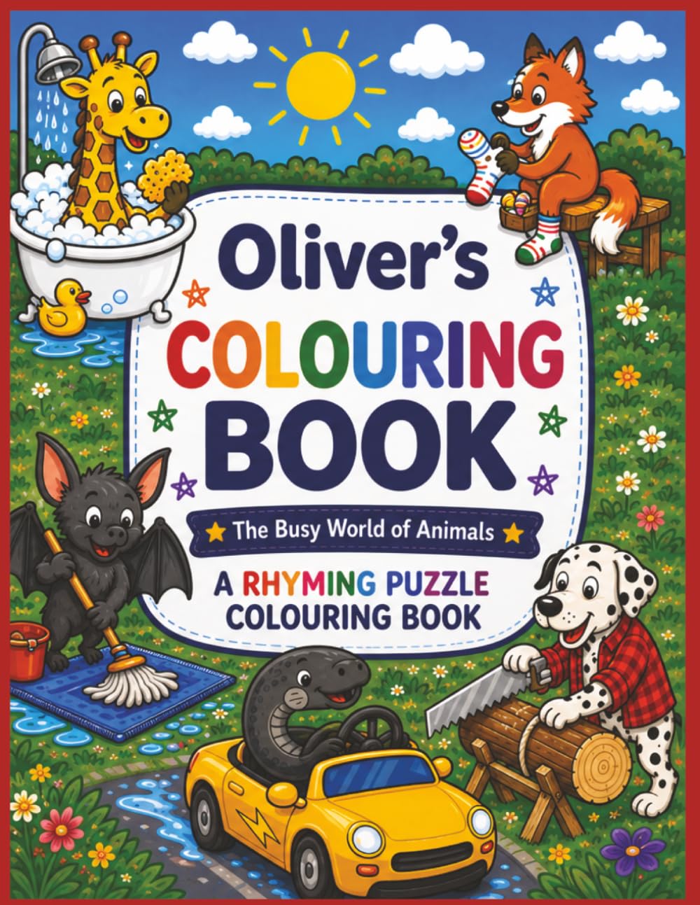 Oliver’s Colouring Book: Rhyming Colouring Pages, Personalised gift for Oliver, A Different Animal on Every Page, A great present for Christmas, Birthday or anytime!