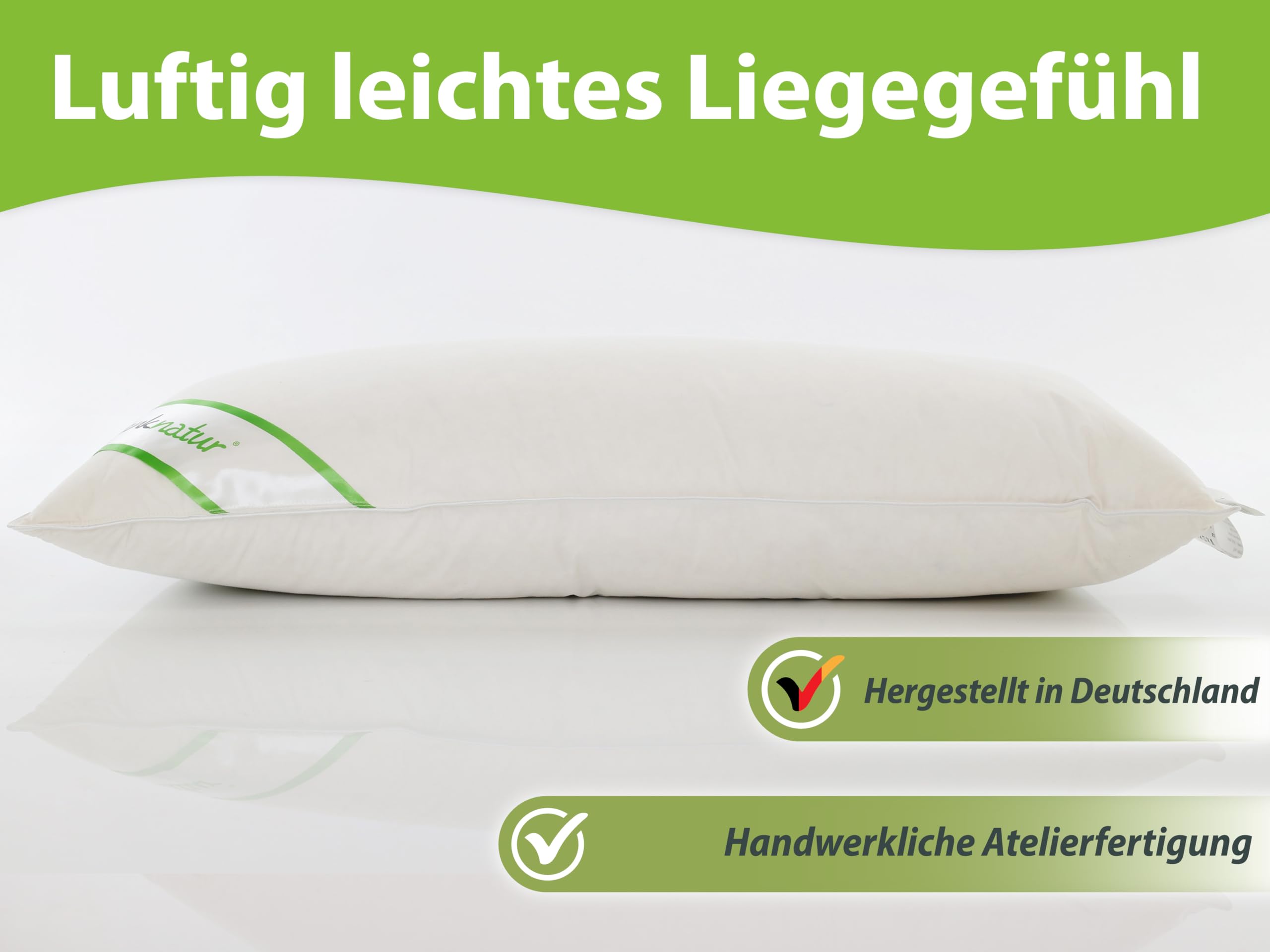 franknatur - 2X Kopfkissen 80x80 100% Gänsefedern Kissen Claudia