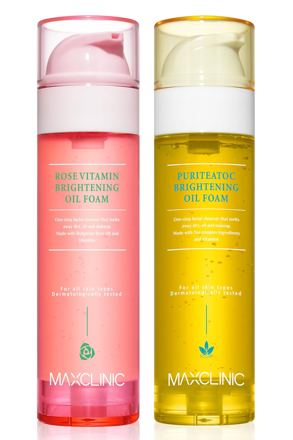 MAXCLINIC [K-Beauty] Rose Vitamin + Puriteatoc Oil Foam Gift Set | Daily Face Wash Oil Based Cleanser to Foam | Korean Skin Care Oil Cleanser for Dry Sensitive Skin