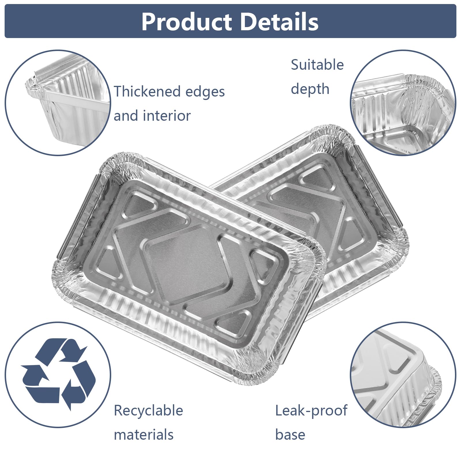 Lot de 100 Barquette Aluminium avec Couvercle 800 ml, Plat Aluminium Jetable 21 x 14 x 5 cm - Pour cuire, rôtir, cuisiner, stocker, griller, emporter