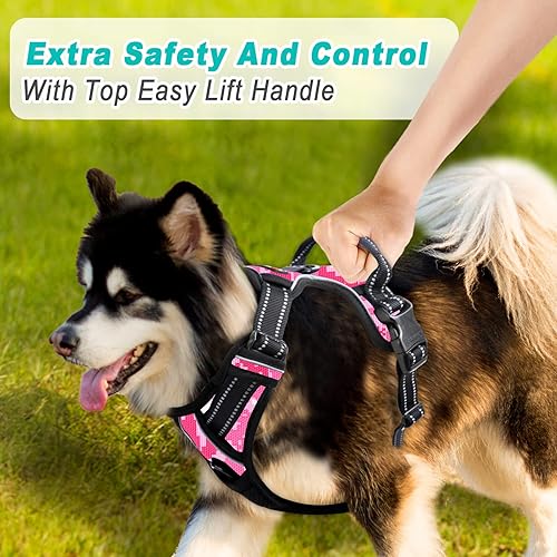 Miniatura 8 de Barkbay Arnés antitirones grande para perro, con paso, reflectante con clip frontal y mango de fácil control para entrenamiento, caminar, correr