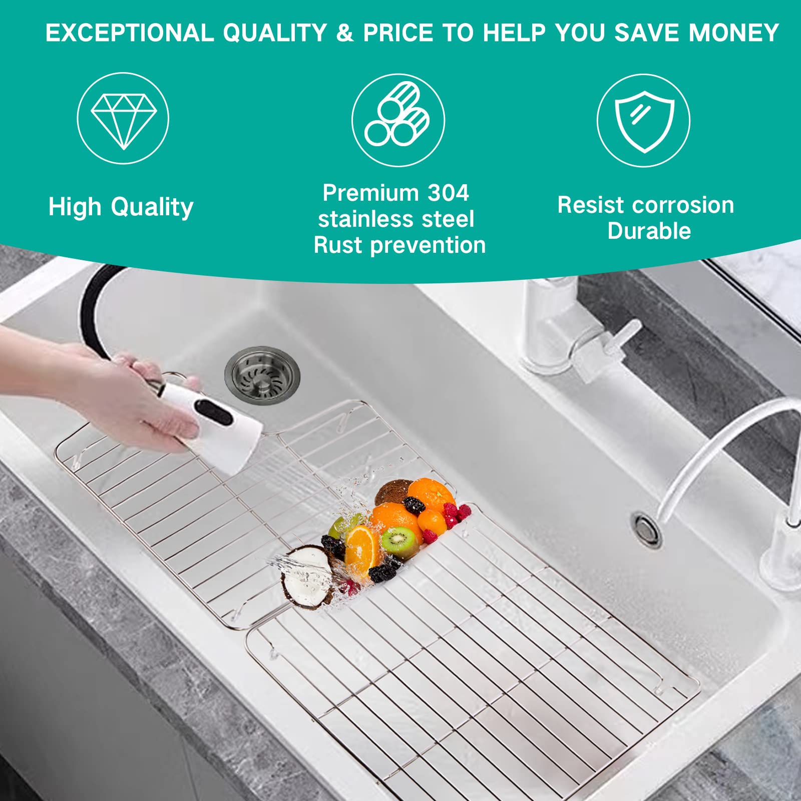 K-6639-ST Bottom Basin Racks For Kohler K-6488 and K-6489 Bottom Basin Racks Right & Left Replacement kohler sink accessories(Stainless Steel)