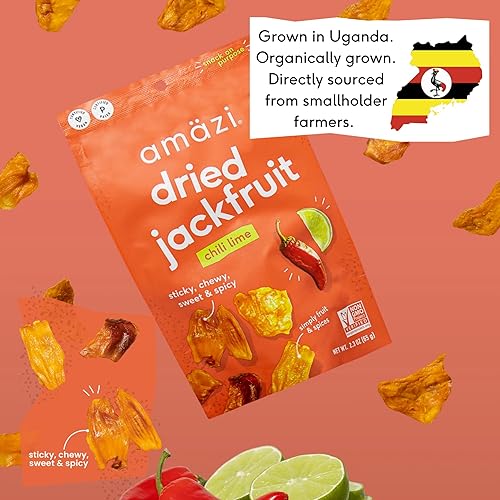 Miniatura 5 de Amäzi Foods  Chili Lime Dried Jackfruit (paquete de 6)  Snacks totalmente naturales  Snacks de frutas secas saludables sin gluten