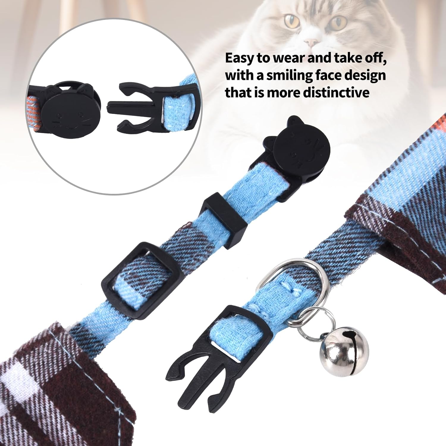 Mini Cat Bandana,Cats Bandana Collar with Bells and Bowtie 2 Pcs image 3