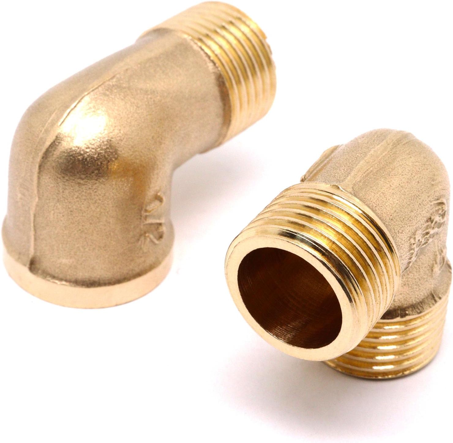 4pcs Brass Pipe Fitting 90 Degree Elbow 1/2" NPT (Male to Male) and (Male to Female) Pipe Fittings Kits