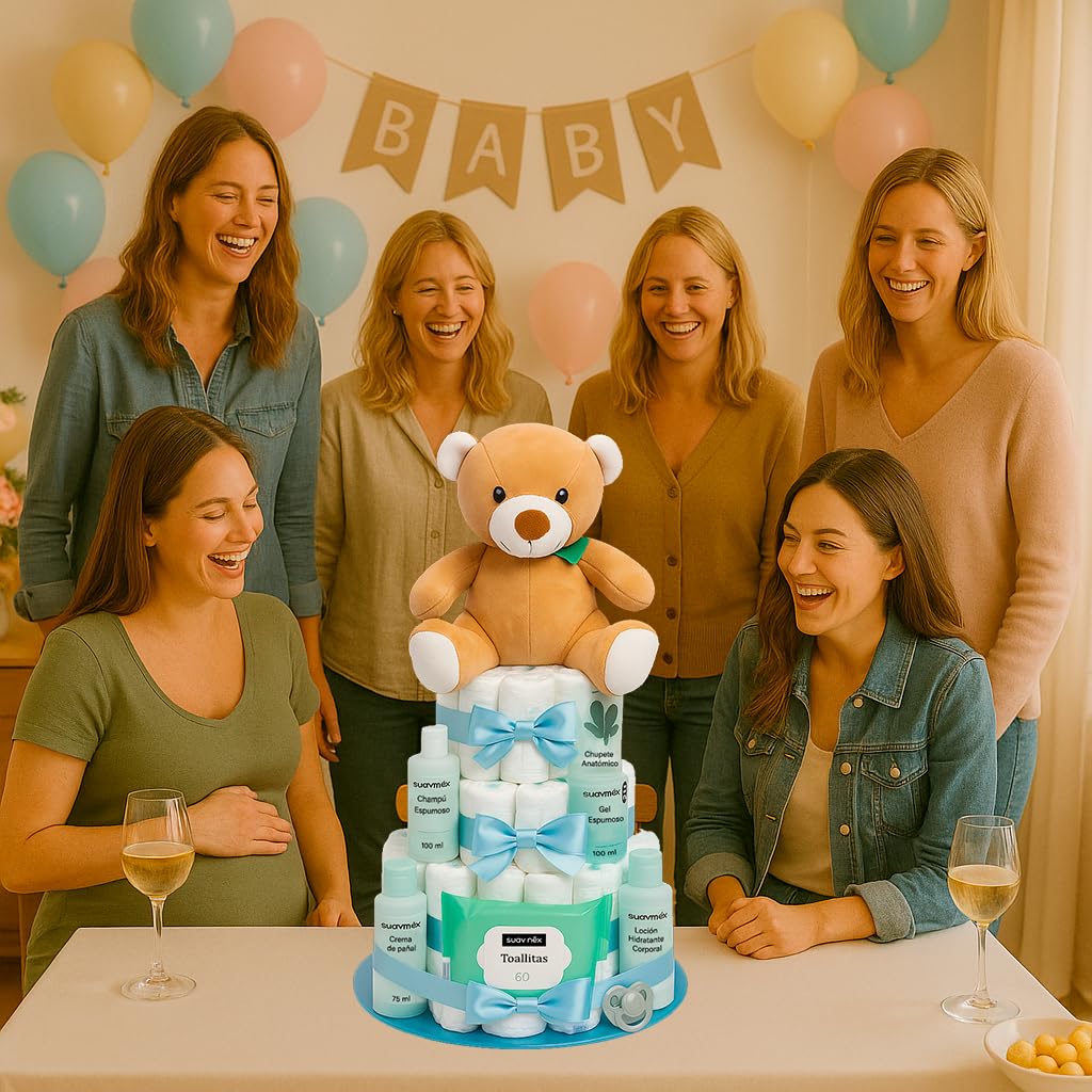 Gâteau de Couches Personnalisé Cadeau Naissance Bébé Fille Garçon Coffret Original Baby Shower Fait Main avec Carte Taille 2