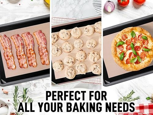 Miniatura 3 de Zulay Kitchen Juego de sábanas de silicona para hornear, tapete reutilizable para hornear antiadherente, media hoja para hornear para horno (negro,