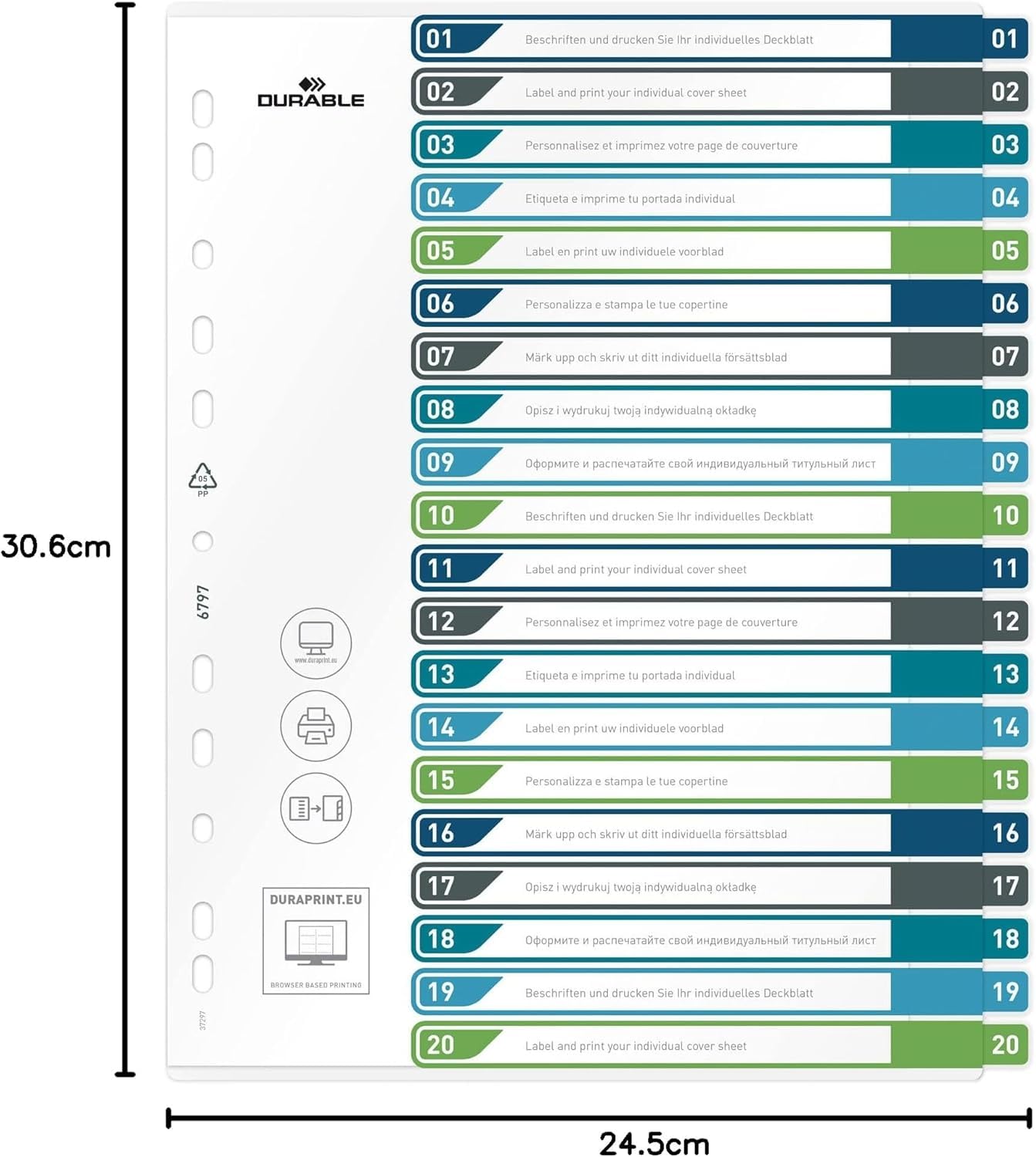 Divisorio A4 Con Tasti 1-12 - Polipropilene, Foratura Universale, Bianco, Per Archiviazione - Foto 4