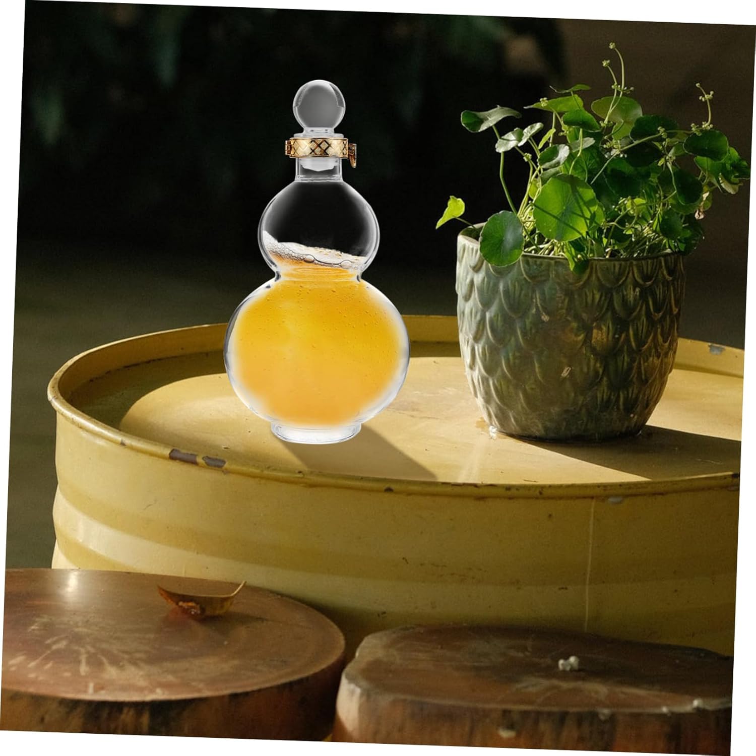 Zerodeko Gourd Wine Bottle Capacity Creative Wine Jug for Home Bar Smooth Polished Rim for Gifts and Special Occasions