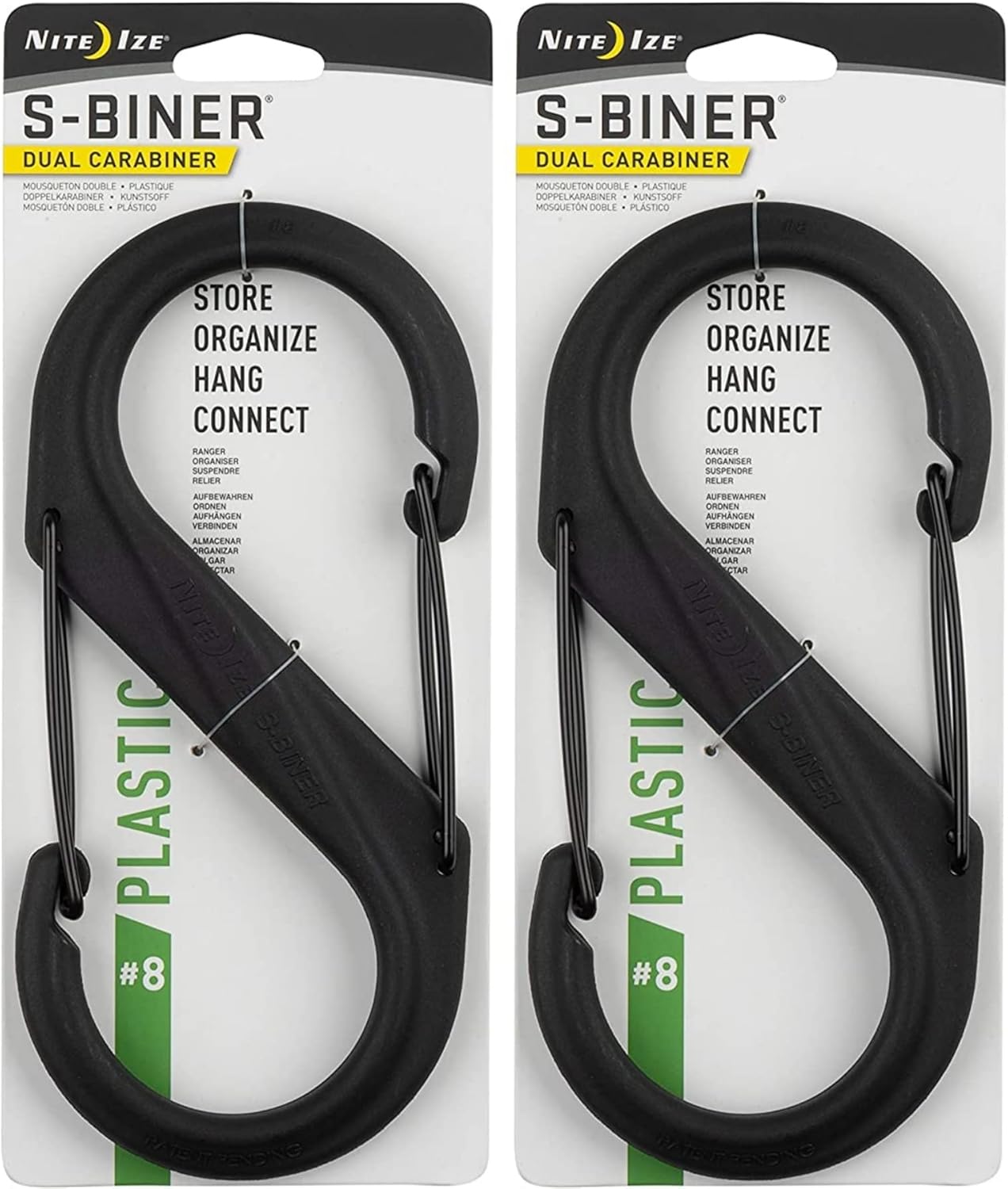 Nite Ize S-Biner Plastic Dual Carabiner #8 - Black (2-Pack)