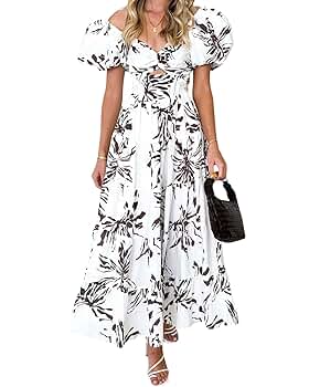 新品♡ MEDI OFF SHOULDER PUFF SLEEVE DRESS Amazon.com: R.Vivimos Off-Shoulder Dresses for Women Summer