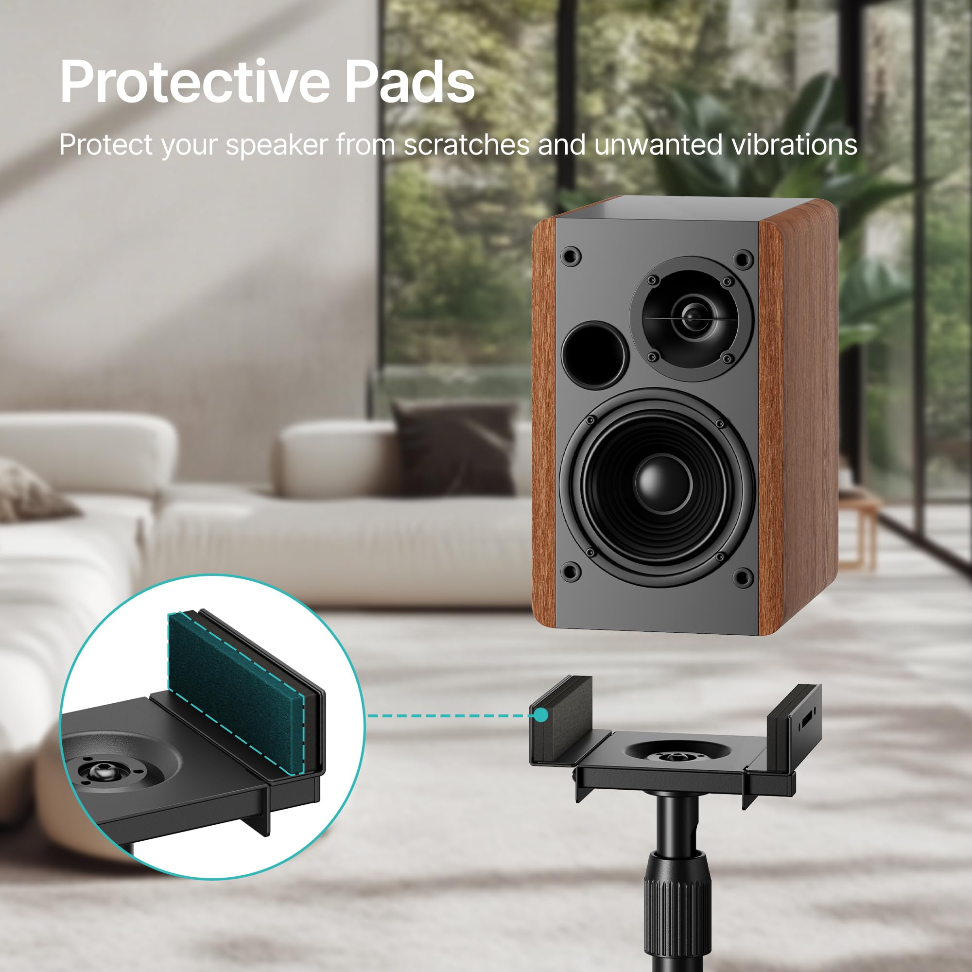 Pegzone Supporto universale per altoparlanti, altezza regolabile da 85,8 cm a 112,8 cm, portata 5 kg, compatibile con Bose/JBL/Sony, nero, set da 2 (coppia)