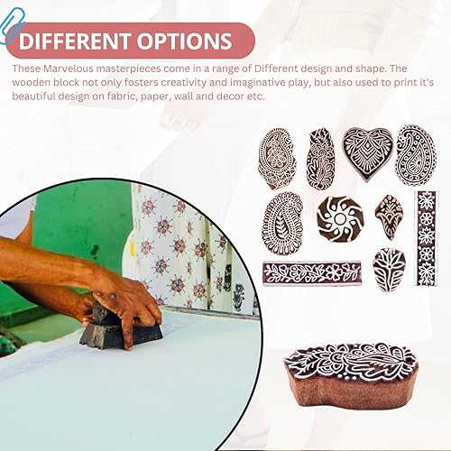 Miniatura 7 de HASHCART Sello de cerámica de arcilla de madera, herramienta de cerámica, sello de bloque de madera, bloques de impresión de textiles indios