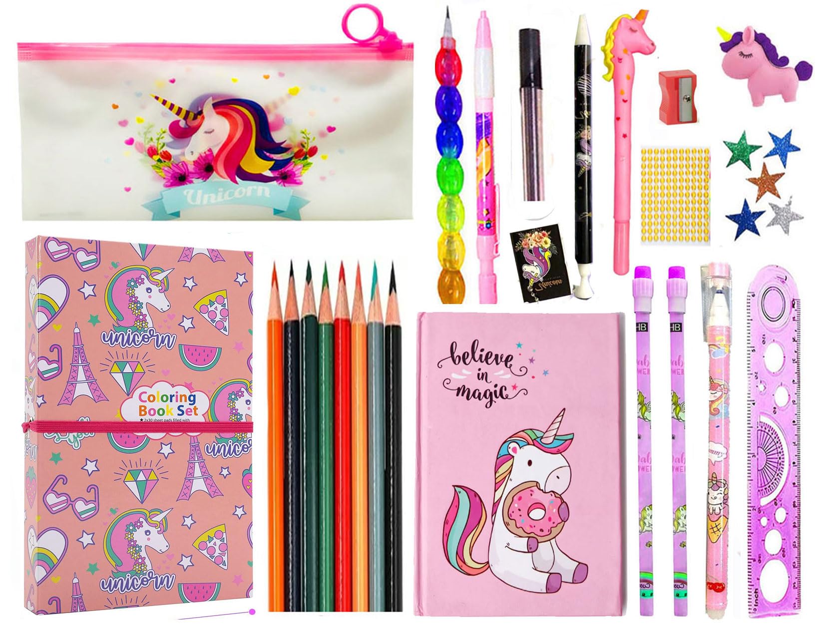 SHUDAUSHI® 17pcs Unicorn Stationery Return Gift Set for Girls Unicorn Diary Pen Pencil Eraser Pouch Drawing Book All School Stationery Set for Girls New Year Gift Birthday GIF for Girls Unicorn Set (B0CR1M6Y6N) Amazon Price History, Amazon Price Tracker
