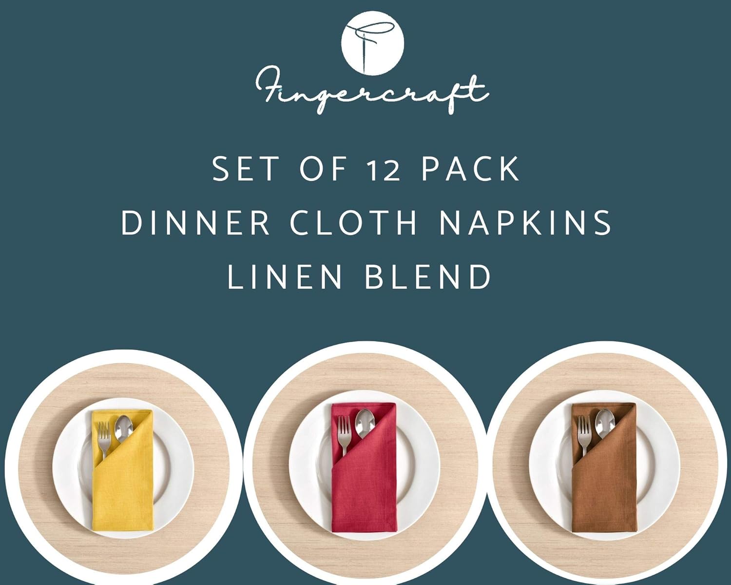 FINGERCRAFT Cloth Napkins Dinner Washable in Cotton Linen Fabric,Blush 12 Pack,Premium Quality, Mitered Corners for Every Day Use Napkins are Pre Shrunk and Good Absorbency Dusty Pink : Home & Kitchen