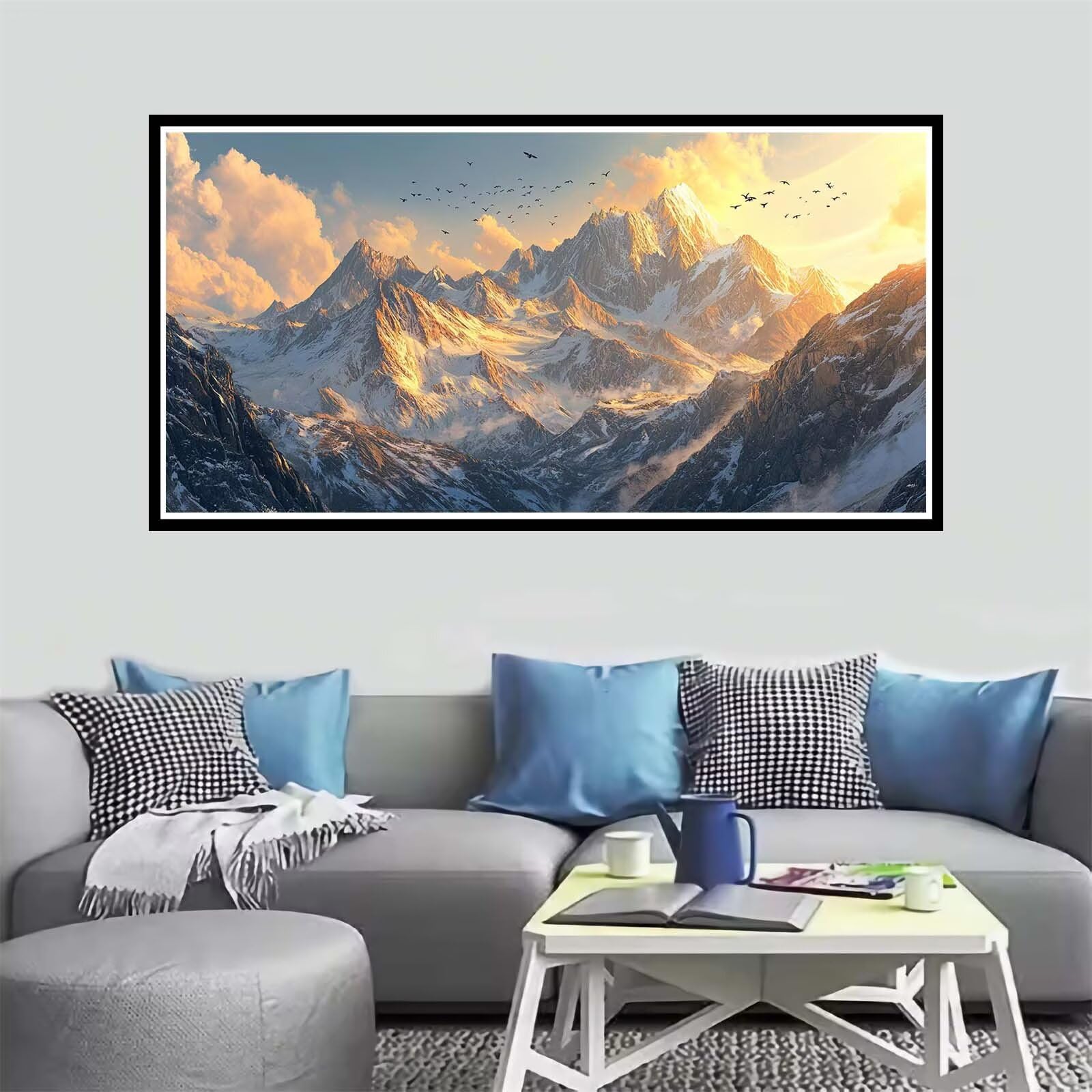 Duże malowanie po numerach, dla dorosłych, 200 x 100 cm, japońskie malowanie po numerach, dla dzieci, początkujących, do malowania po numerach, góry, DIY, sztuka, rękodzieło, zestawy z pędzlami i