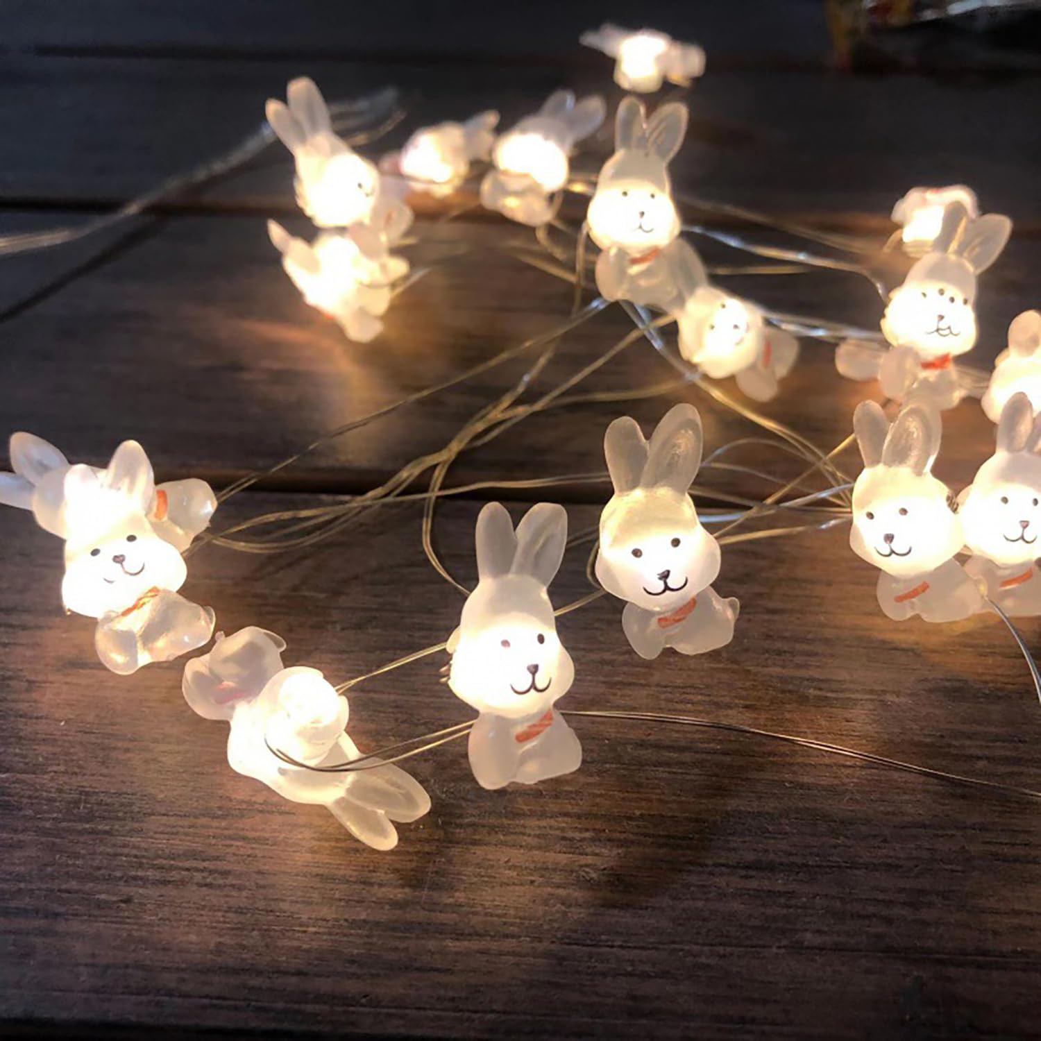 KINGCOO Easter Bunny Night Light Decorative Lights, 30 LED Warm White Rabbit Rabbit Copper Wire Fairy Lights Battery Operated for Easter Show Bedroom Wall Balcony Garden DIY Pary Home Decor