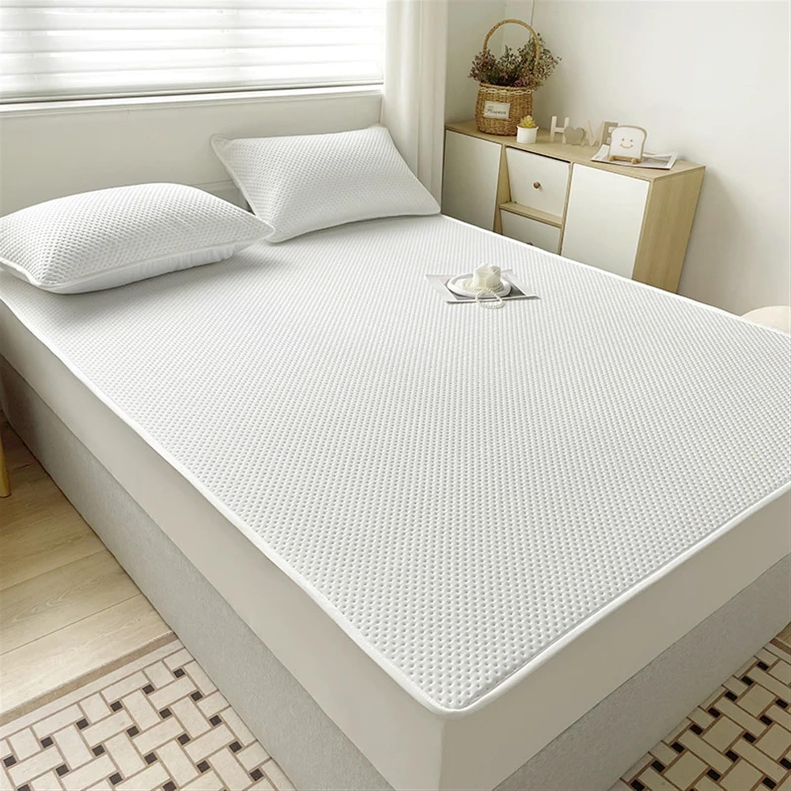 Sobrecolchón Acolchado de Microfibra Funda de colchón Impermeable, Protector de Cama Acolchado de algodón, Tejido de Clase, se Adapta a hasta 30 cm de Profundidad(5,105x200x30cm)