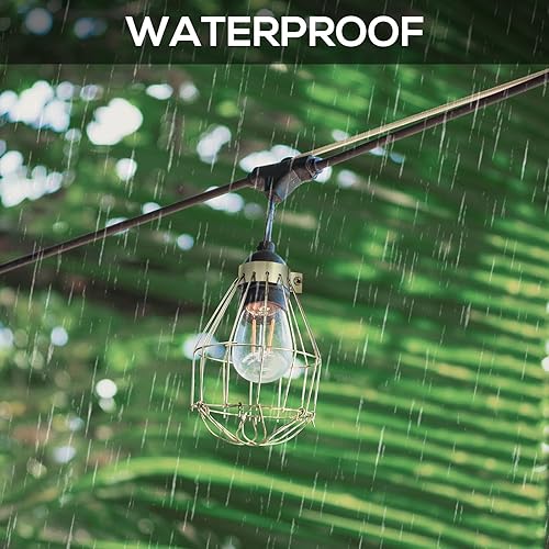 Miniatura 3 de Protector de bombilla de lámpara de metal, 6 piezas, grado industrial ajustable, soporte de lámpara, cubiertas de lámpara de jaula de luz vintage,