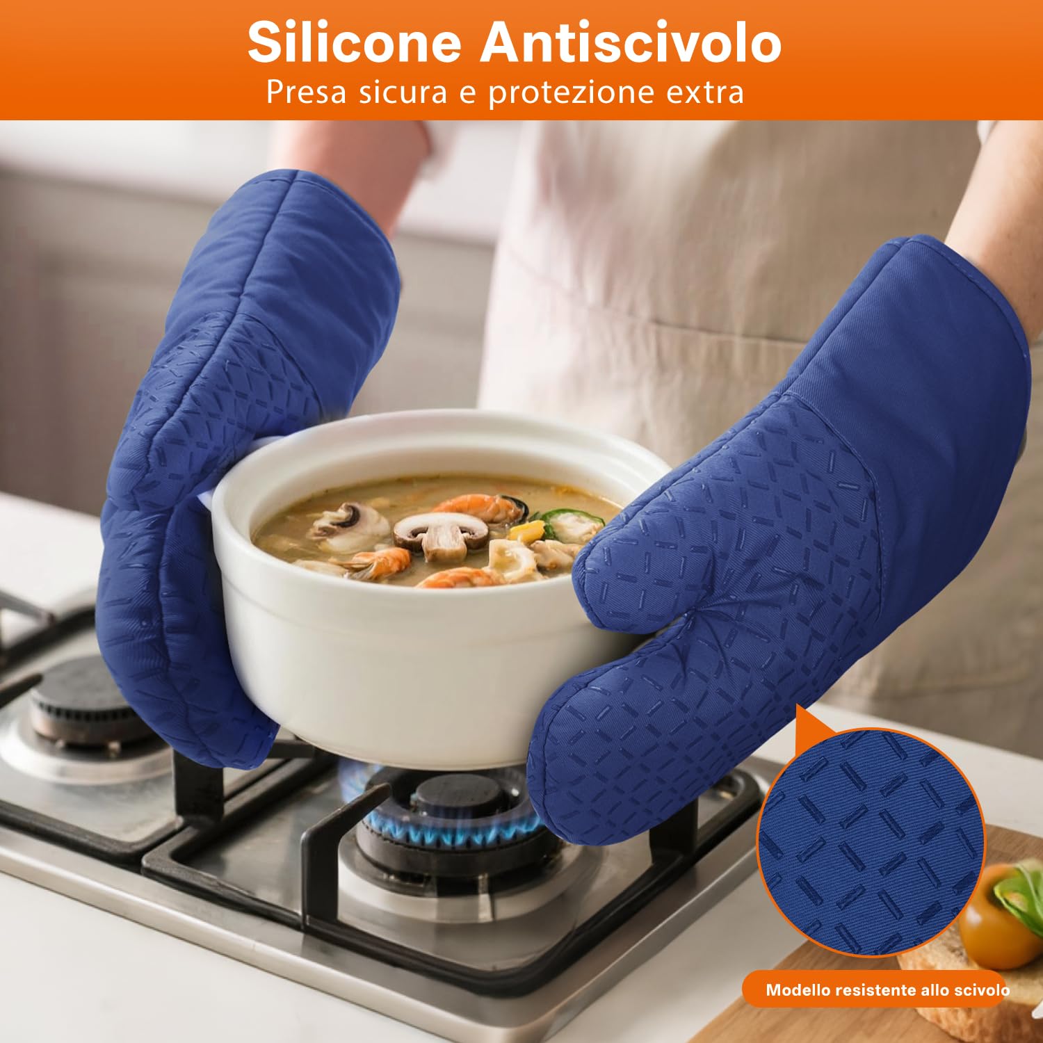 Set Di 4 Guanti E Presine Da Forno Ad Alta Temperatura - Resistente Fino A 500°C, Nero