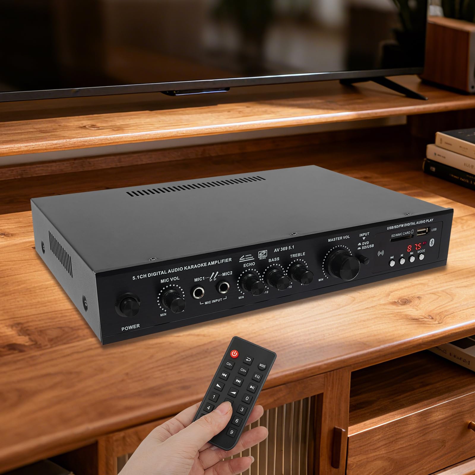 HiFi VerstäRker 300 Watt Verstärker Stereo Amplifier, Endstufe HiFi VollverstäRker Mit Fernbedienung für PC Büro Gaming Heimkino Schwarz