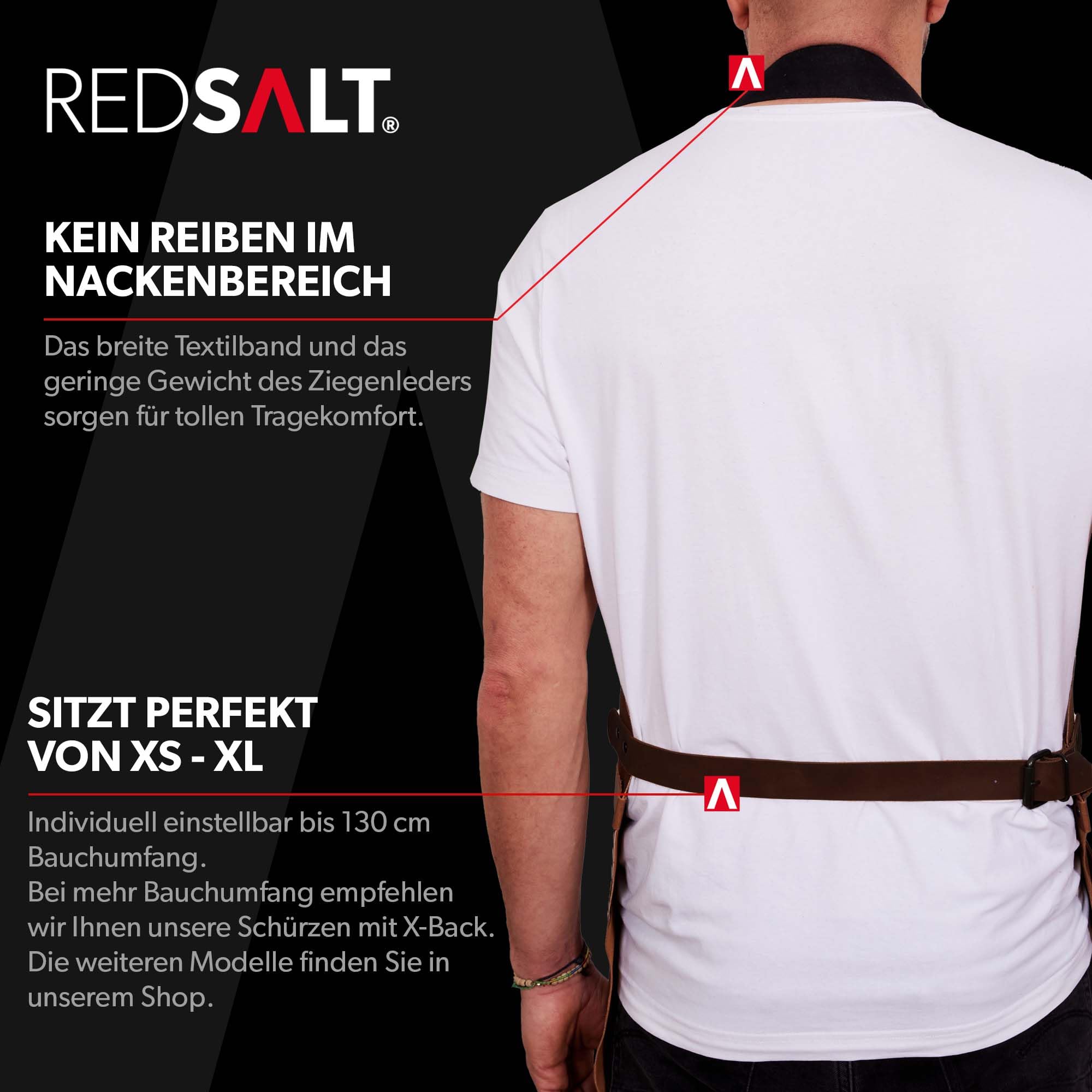 REDSALT® Delantal de piel 100% búfalo, 84 x 62 cm, color marrón, delantal profesional para barbacoa, delantal de trabajo, cocina, gastronomía, bar, barista, delantal de cocina, delantal de cocina,
