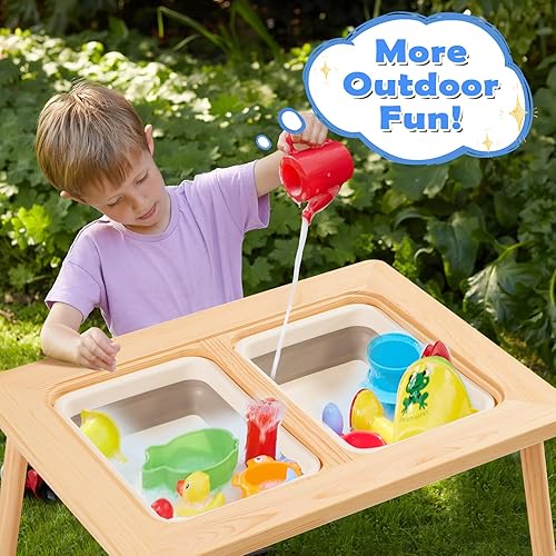 Miniatura 7 de Mesa sensorial 5 en 1 para niños, multifunción, mesa de arena para interiores, mesa de dibujo para niños, mesa sensorial para niños pequeños con 2