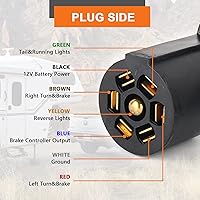 Vista 4 de Gilardino Enchufe de remolque de 7 vías, arnés de cableado de remolque de 7 pines, cable adaptador de remolque de 7 cables de 8 pies para RV