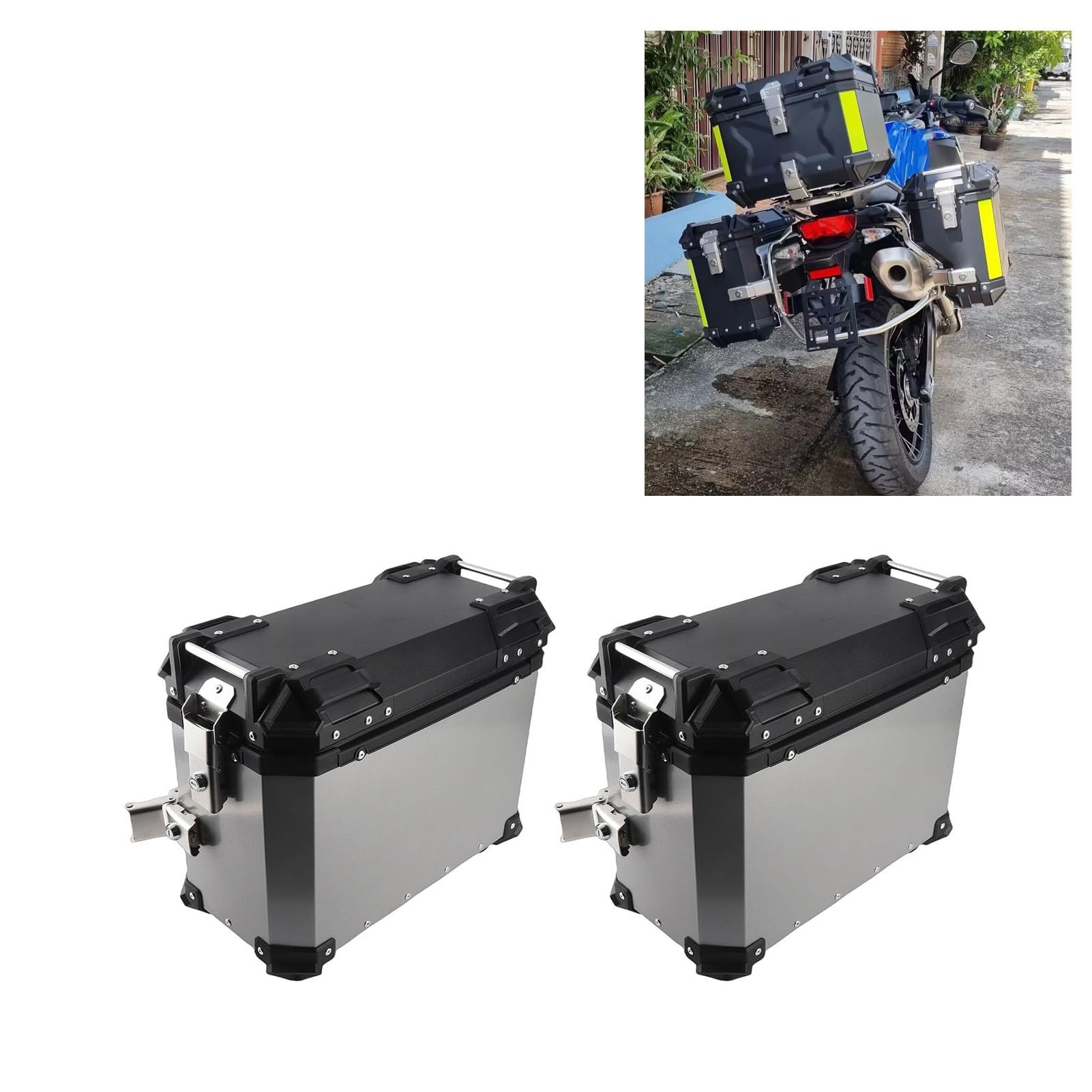 Acouto Kufer Boczny Motocykla ze Stopu Aluminium o Dużej Pojemności 35L, 2 szt. Twardego Sakwy z Zamkiem i Uchwytem R Boczny Kufer Motocyklowy Pudełko do Przechowywania Motocykla Twarde Siodełko