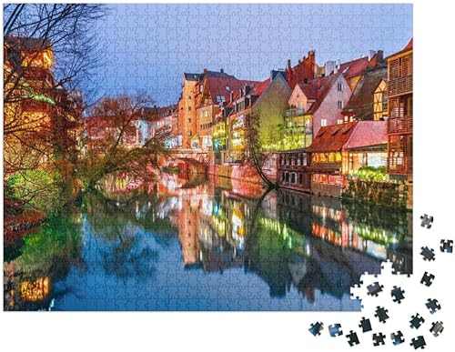 Miniatura 2 de Nuremberg, casco antiguo histórico en el río Pegnitz Franconia... rompecabezas con 1000 piezas