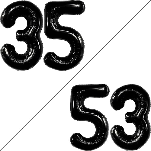 Miniatura 2 de KatchOn, Globos negros gigantes del número 35, 40 pulgadas, decoraciones de cumpleaños de 35 para hombres, decoraciones de cumpleaños de 35 años