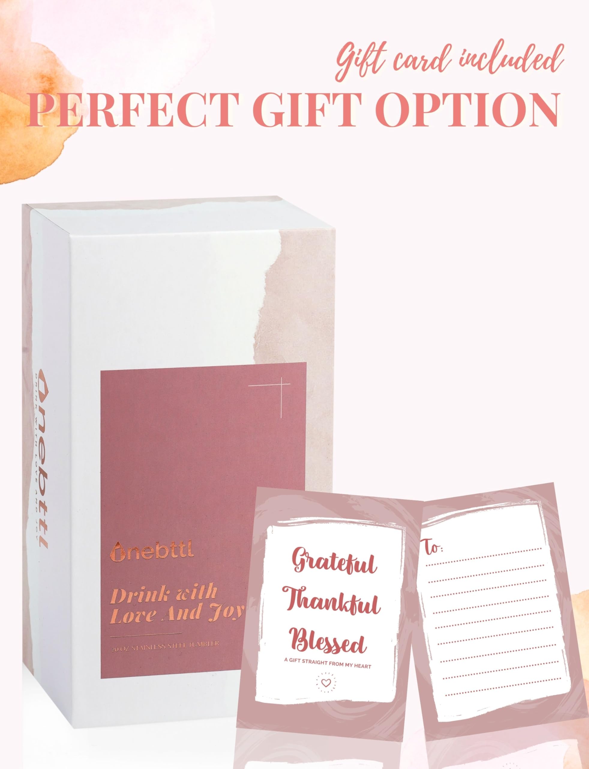 Onebttl Gammy Gifts for Grandma, Insulated Stainless Steel Tumbler with Lid, 20 oz, Rose Gold