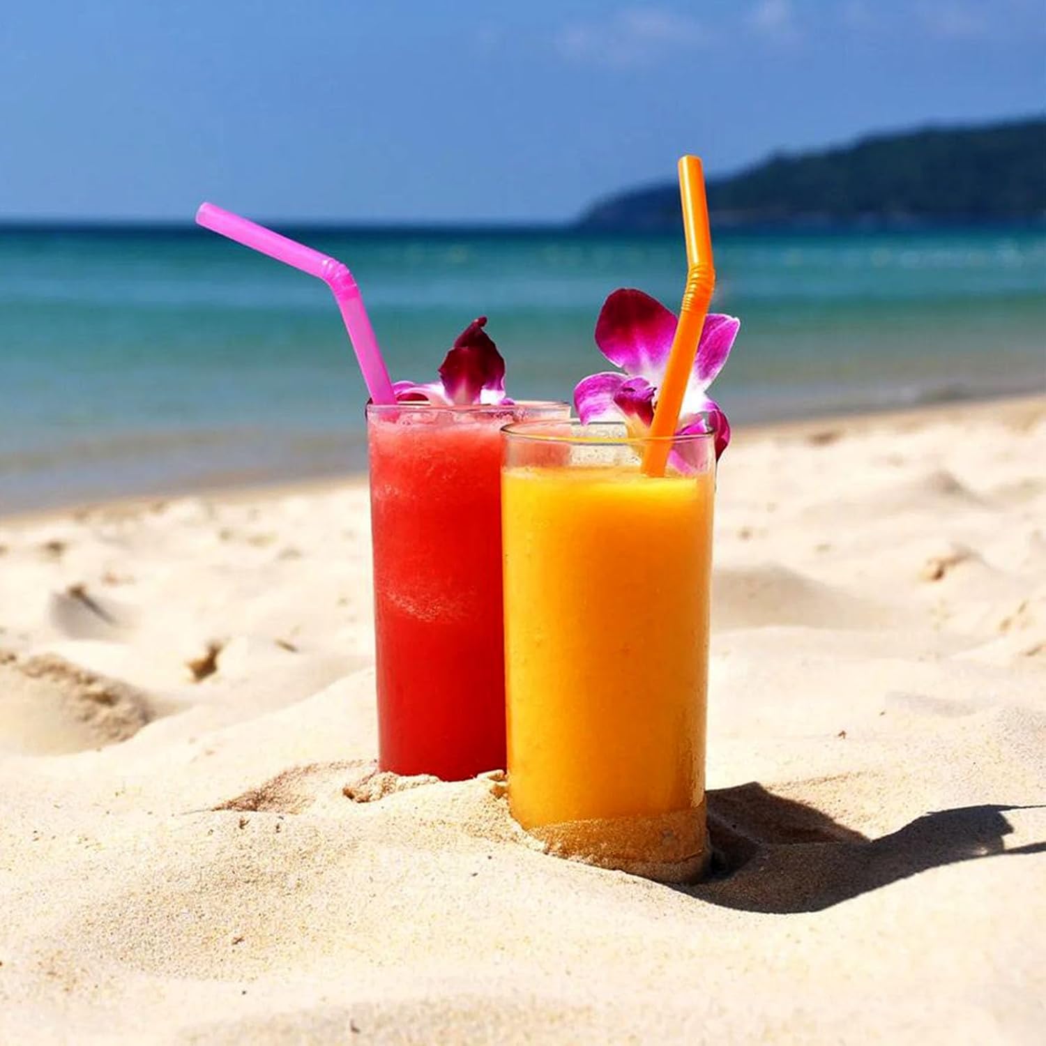 Disposable Hot Pink Plastic Flex Straws - 11.5", 50 Count - Perfect for Parties & Everyday Use